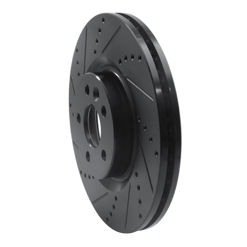 Jaguar E-Pace Brake Rotor (1) - Front Left - R1 Concepts - Drilled & Slotted - Black - `15-`19